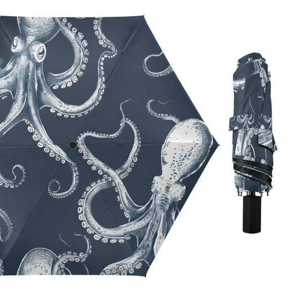 Compact Sun Umbrella Windproof Travel Umbrellas for Rain Strong Portable UV Protection Octopus Sketchy
