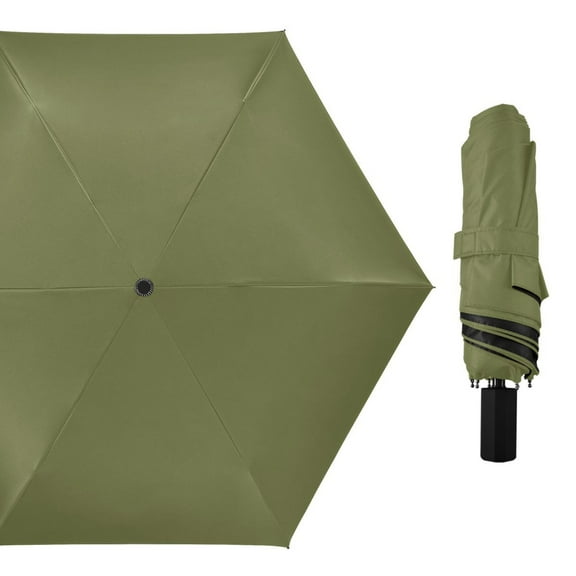 Compact Sun Umbrella Windproof Travel Umbrellas for Rain Strong Portable UV Protection Olive Green