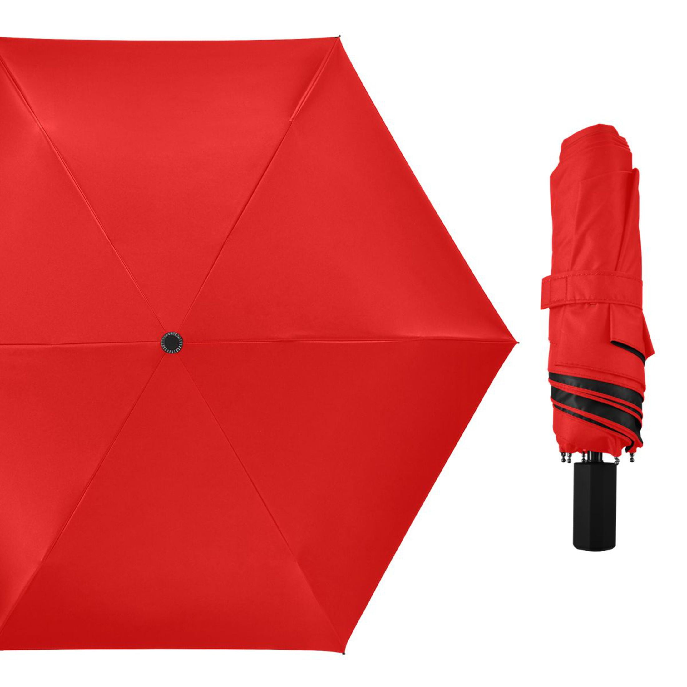 Compact Sun Umbrella Windproof Travel Umbrellas for Rain Strong Portable UV Protection Red
