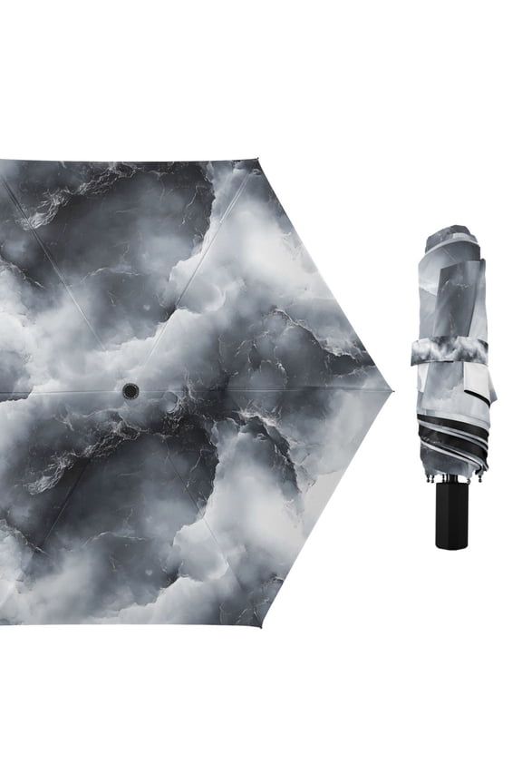 Compact Sun Umbrella Windproof Travel Umbrellas for Rain Strong Portable UV Protection Rolling Cloud Marble