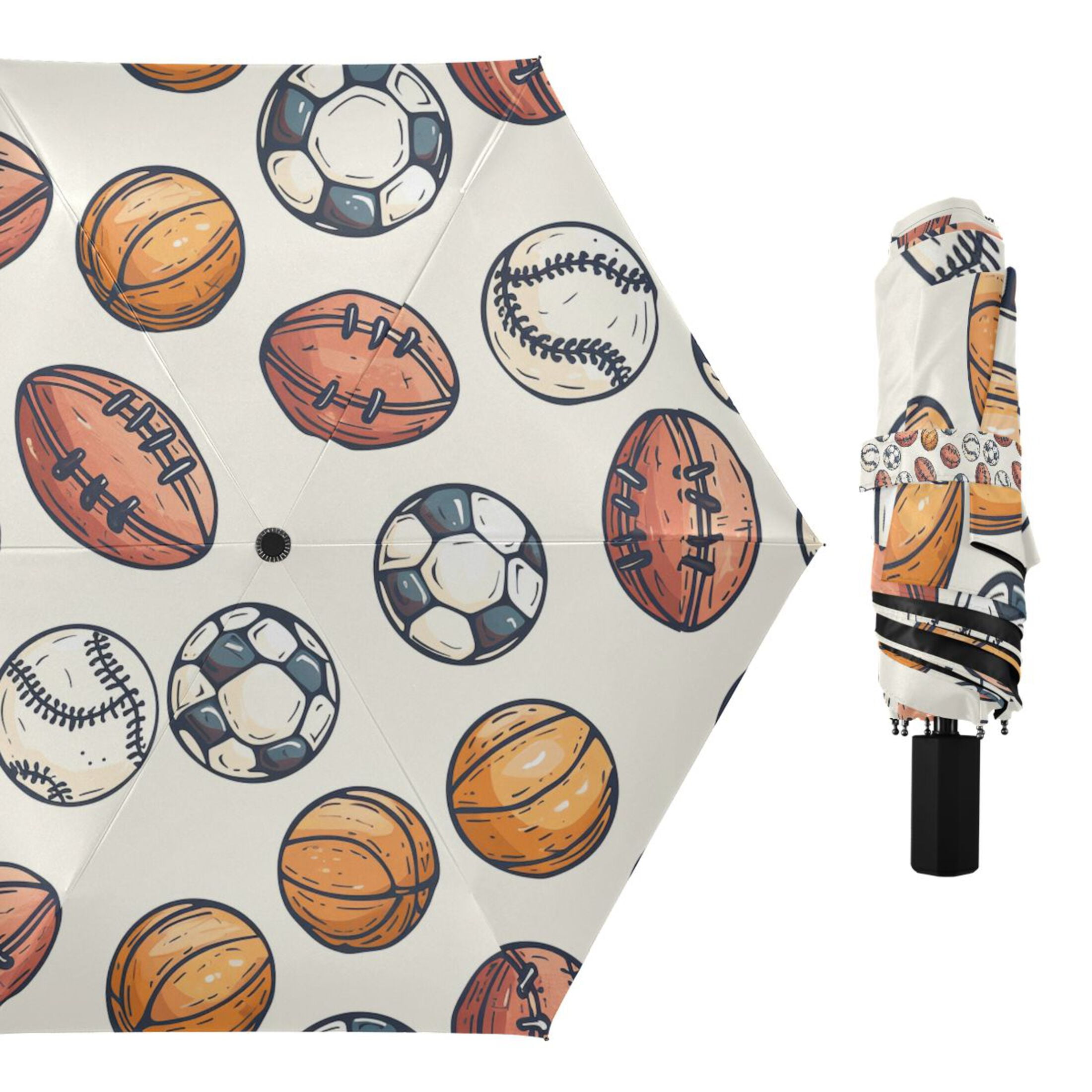 Compact Sun Umbrella Windproof Travel Umbrellas for Rain Strong Portable UV Protection Rugby Baseball Soccer Basketball
