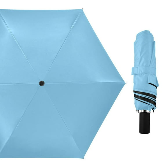 Compact Sun Umbrella Windproof Travel Umbrellas for Rain Strong Portable UV Protection Sky Blue