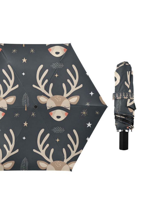 Compact Sun Umbrella Windproof Travel Umbrellas for Rain Strong Portable UV Protection Sleep Cute Deer