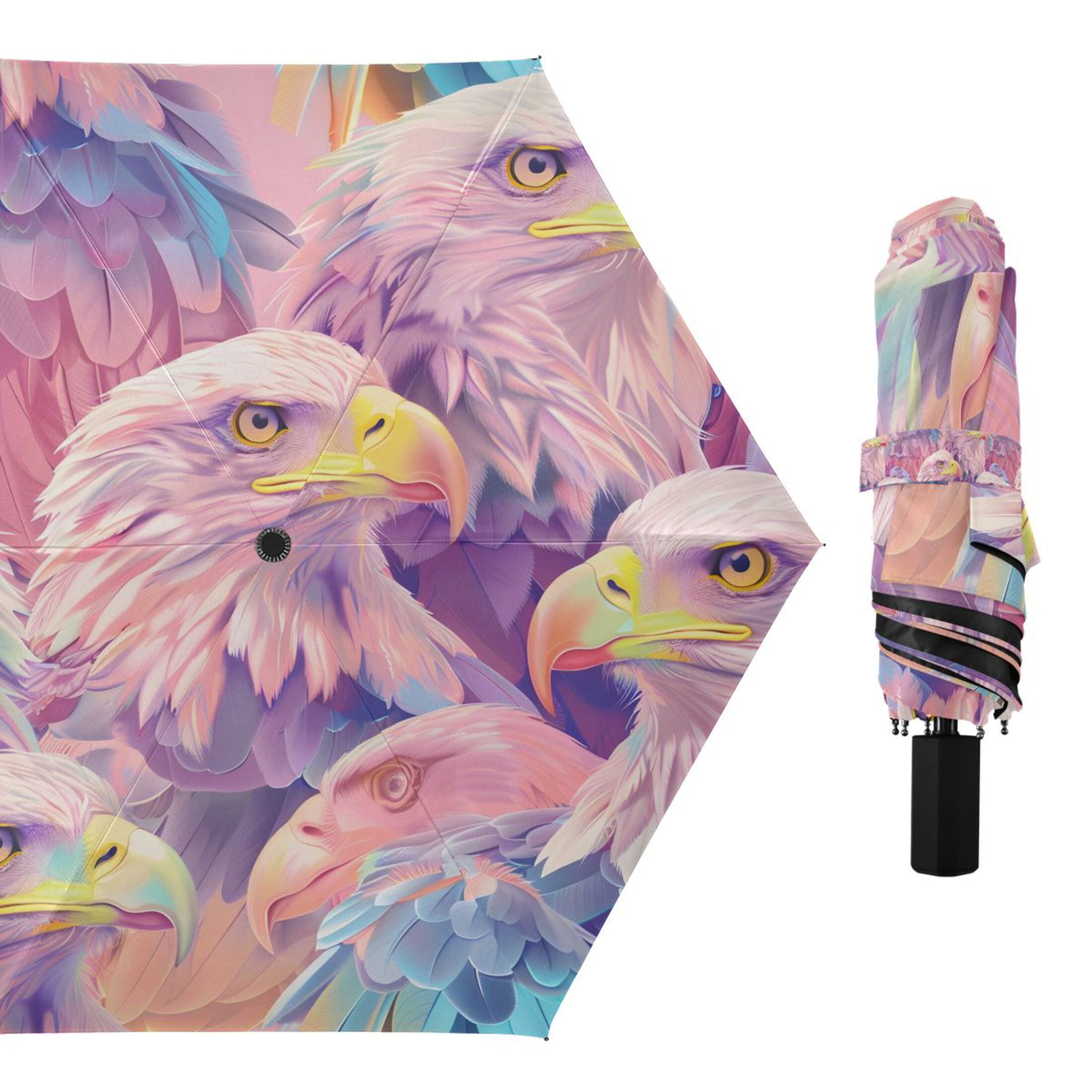 Compact Sun Umbrella Windproof Travel Umbrellas for Rain Strong Portable UV Protection Soft Color Eagle Head