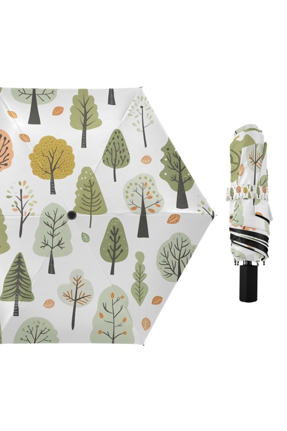 Compact Sun Umbrella Windproof Travel Umbrellas for Rain Strong Portable UV Protection Tree in Forest