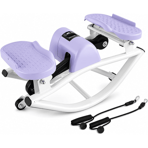 Compact Swing Stepper Machine With Resistance Bands, Purple