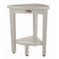 thumbnail image 1 of Compact Teak Corner Shower Stool with Shelf in Whitewash Finish, 1 of 3