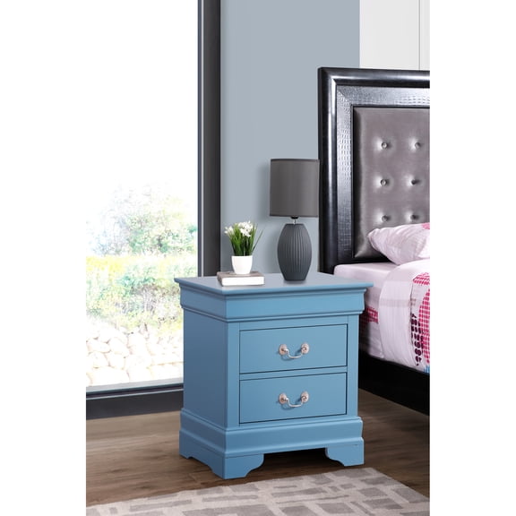 Compact Teal Bedroom Resplendent - Nightstand 24"x22"x16", No Assembly, Feature Striking Extra Eye-catching