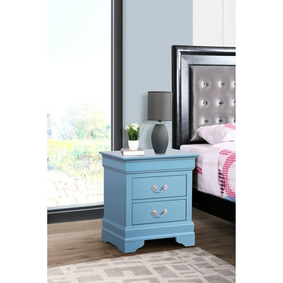 Compact Teal Bedroom Resplendent - Nightstand 24"x22"x16", No Assembly, Feature Striking Extra Eye-catching