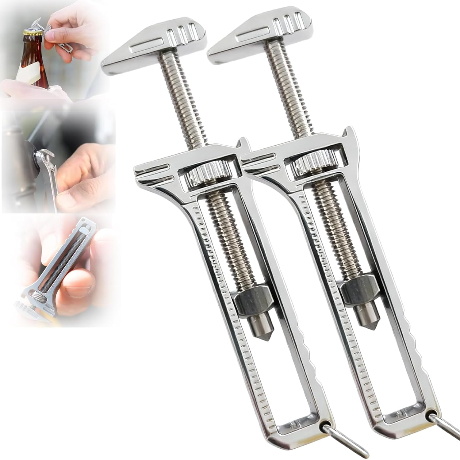 Compact Titanium Multitool, 2026 New 11-in-1 Mini Adjustable Wrench, Multifunctional Adjustable Wrench Alloy Tool, Keychain, Bottle Opener, Nail Puller, Phone Stand, Ruler and Other Functions (2pcs)