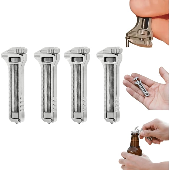 Compact Titanium Multitool, Portable Mini Multi Tool Wrench, Multifunctional Adjustable Small Wrench Alloy Pocket Tool Keychain with Bottle Opener for EDC Travel Hiking Fishing Outdoor Camping (6PCS)