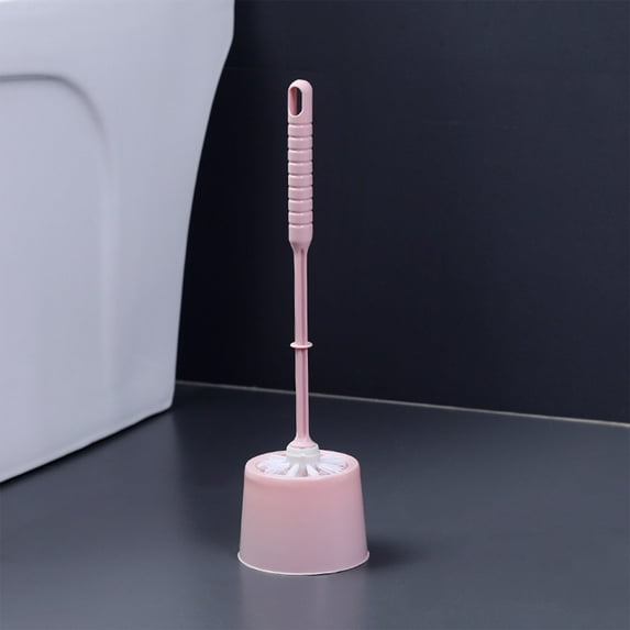 Compact Toilet Bowl Brush Set with Storage Stand Ergonomic Handle & Hollow Drainage Modern Bathroom Cleaning Tool for Toilets,Tubs & Sinks (Pink,Gray,Green)