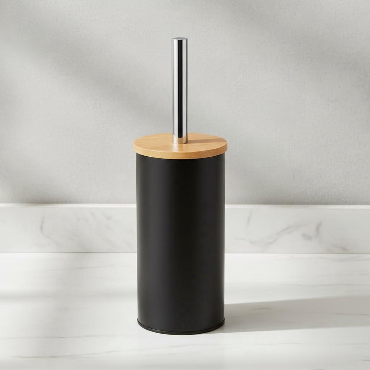 Compact Toilet Brush & Holder Set, Stainless Steel Handle, Deep Cleaning, Durable Nylon Bristles, Splash-Proof Design