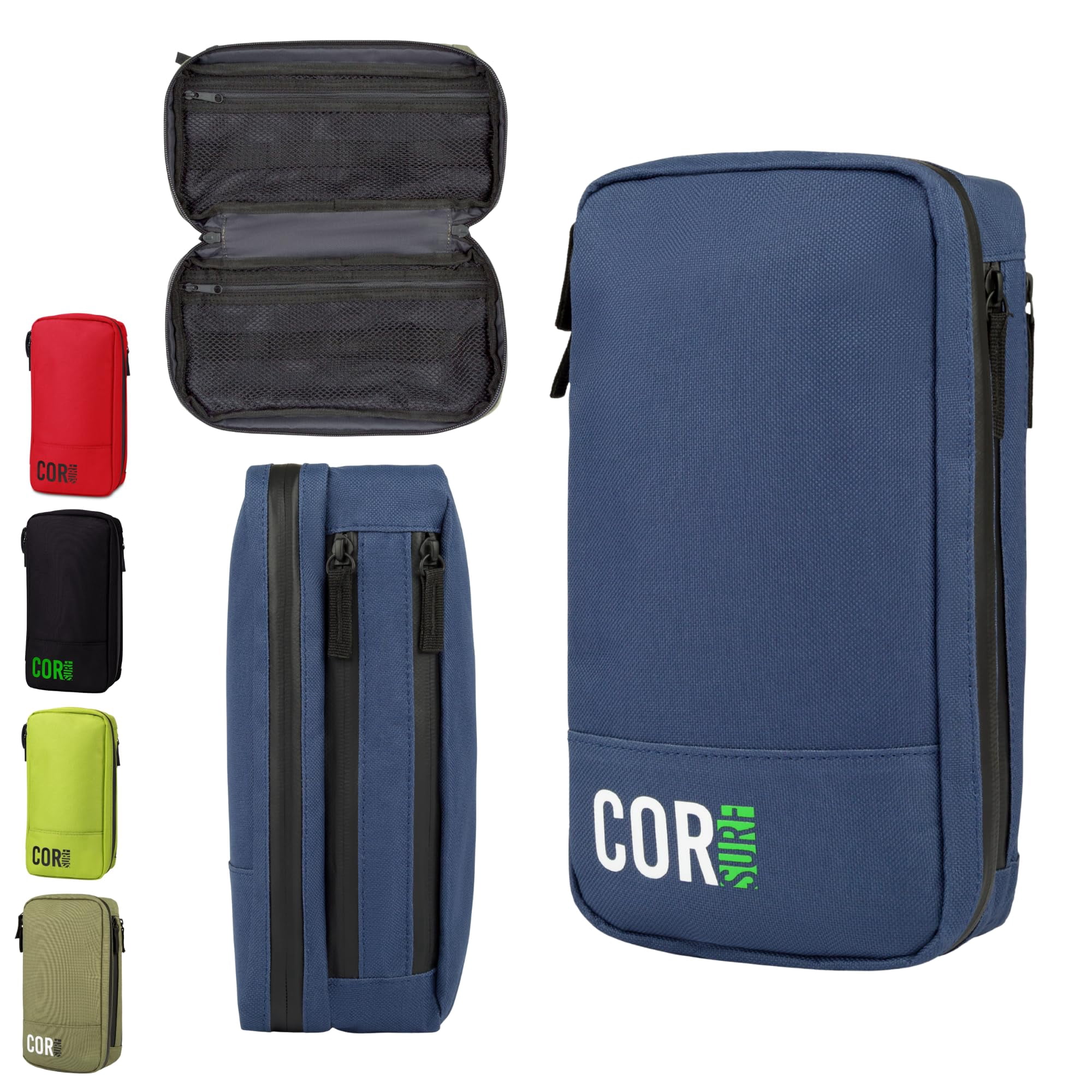Compact Toiletry Travel Bag | Hanging, Premium Mens and Women Dopp Kit for Travel | Waterproof with 4 Separate Compartments and Waterproof Zippers (Dark Blue)