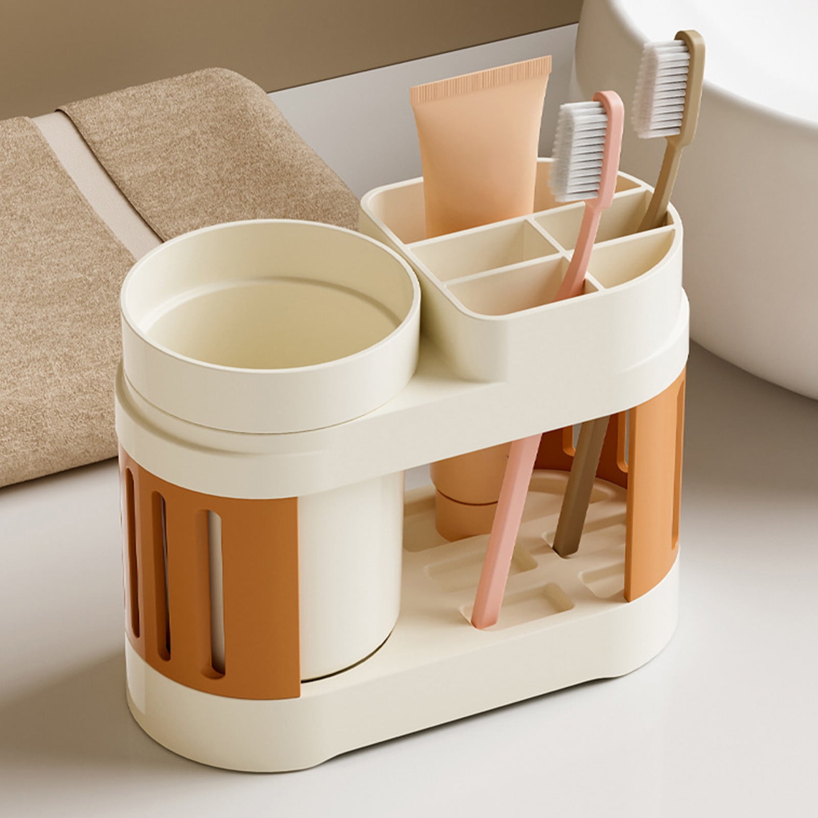 Compact Tooth Cup Caddy (5.91"×4.84"×2.87") , Mini Sink Toothbrush ...