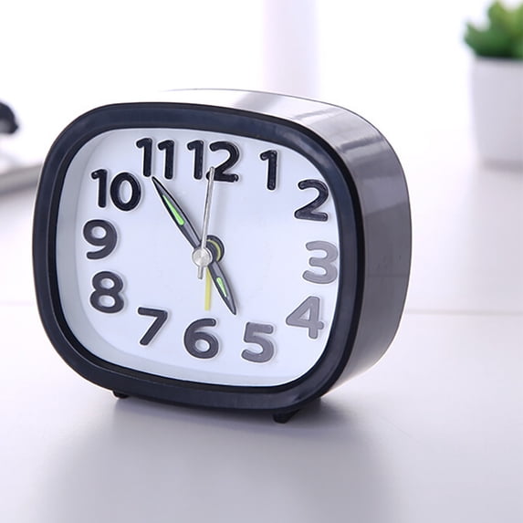 Compact Travel Alarm Clock with Quartz Beep, ZzCityTK Portable Silent Bedside Clock for Sleep Work, Cute Small Rectangle Desk Decor Gift Battery Powered, Black