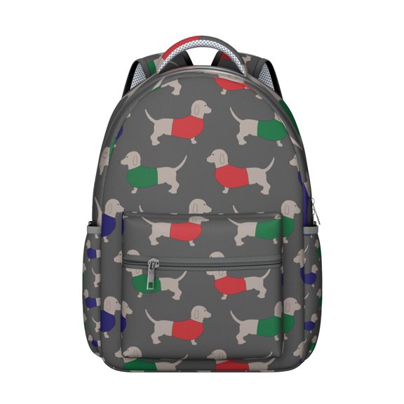 Compact Travel Backpack with Fun Dog Bone and Paw Prints Lightweight School Bag Cute Small Backpack for School Puppy Fans