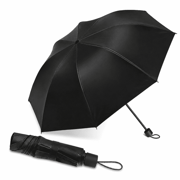 Compact Travel Folding Umbrellas Windproof Waterproof for Men Women Ladies, Classic Black Portable UV Canopy for Handbag Backpack, Lightweight Handy Umbrella for Outdoor Sunny Rainy Windy Days