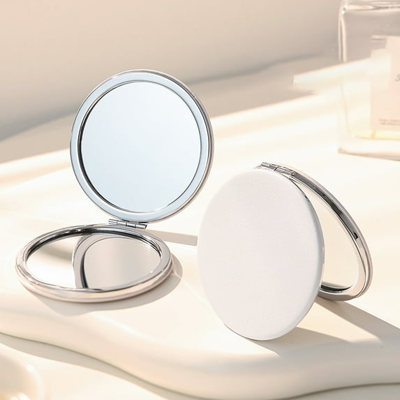 Compact Travel Makeup Magnifying Mirror - Small portable folding Mirror with Handheld and Easy to carry White
