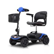 Compact Travel Mobility Scooter For Senior,4 Wheel Electric Scooter With Detachable Basket,Anti-Tip Wheel,Tilt Adjustable-265 lbs,Blue
