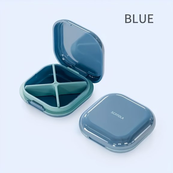 Compact Travel Pill Organizer with 4 Compartments - Portable Medicine Holder for Vitamins, Pills, and Supplements, Transparent Design for Easy Visibility, Ideal for Daily Use and On-the-Go, Pill Box