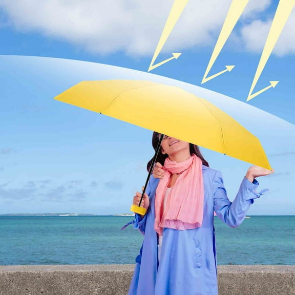 Compact Travel Sun Umbrella with Case, Small Uv Protection Umbrella, Lightweight Portable Windproof Parasol for Women, Men & Kids