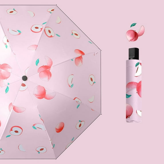 Compact Travel Sunshade Umbrella with Protection, Windproof Aluminum Shaft & Fiberglass Ribs, Lightweight Foldable Design for Outdoor Activities, Commuting(Pink),Ccwuwei