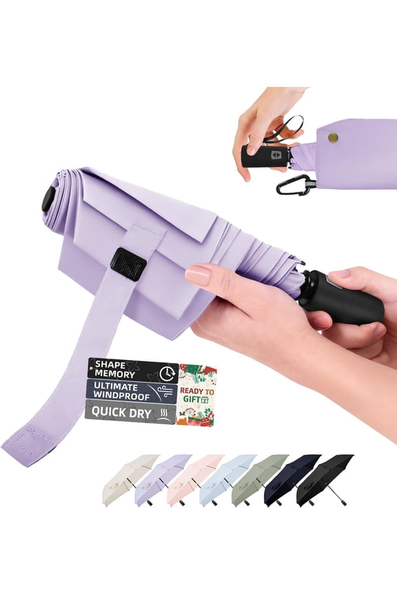 Compact Travel Umbrella, Easy Folding Auto Open/Close Umbrellas for Rain & Sun, Lightweight Portable Small for Backpack , less force to close for Women Men , TSA Approved