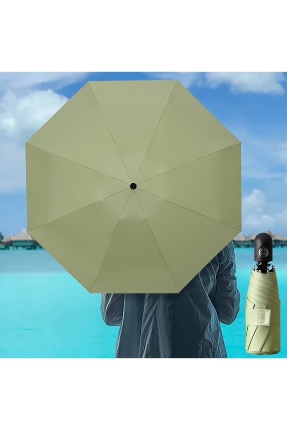 Compact Travel Umbrella - Windproof Auto Open/Close, Small Folding Umbrella for Rain - Lightweight & Durable, Waterproof Canopy - Fits Backpack, Purse, Suitcase （Green）