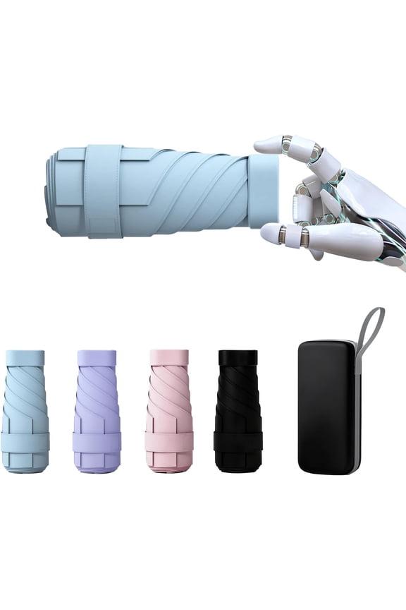 Compact Travel Umbrella - Windproof Manual Folding Umbrellas UPF50+ Portable Mini Umbrella with Case for Men & Women