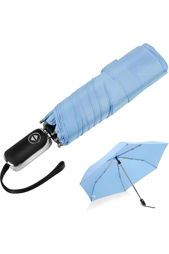 Compact Travel Umbrella for Purse - Flat Handle, Waterproof for Light Rain