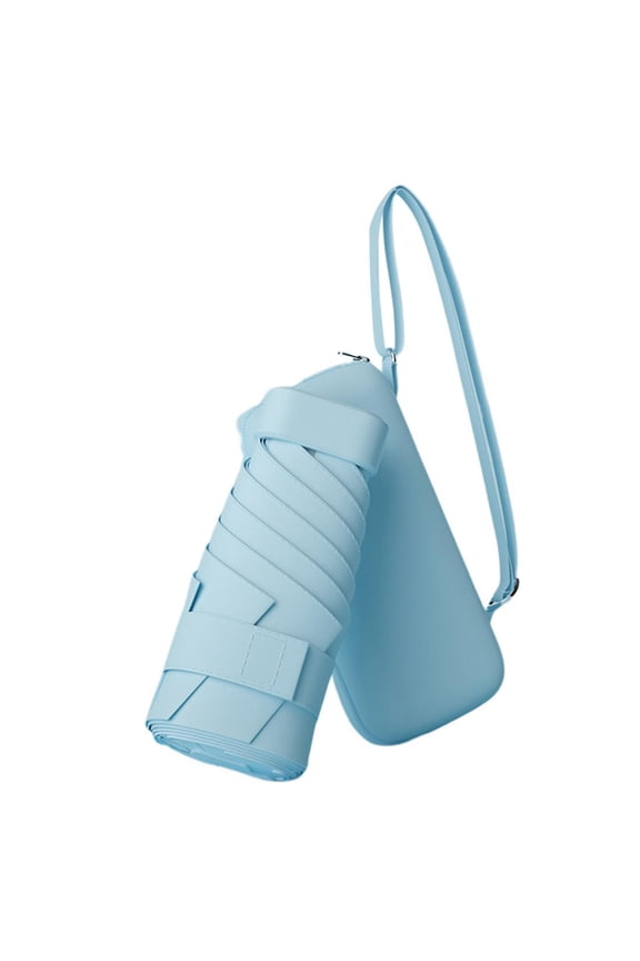 Compact Travel Umbrella for Purse, Lightweight Mini Portable Umbrella, Upf 50+ Windproof for Commute Beach Vacation Sky Blue by Fnhpitd