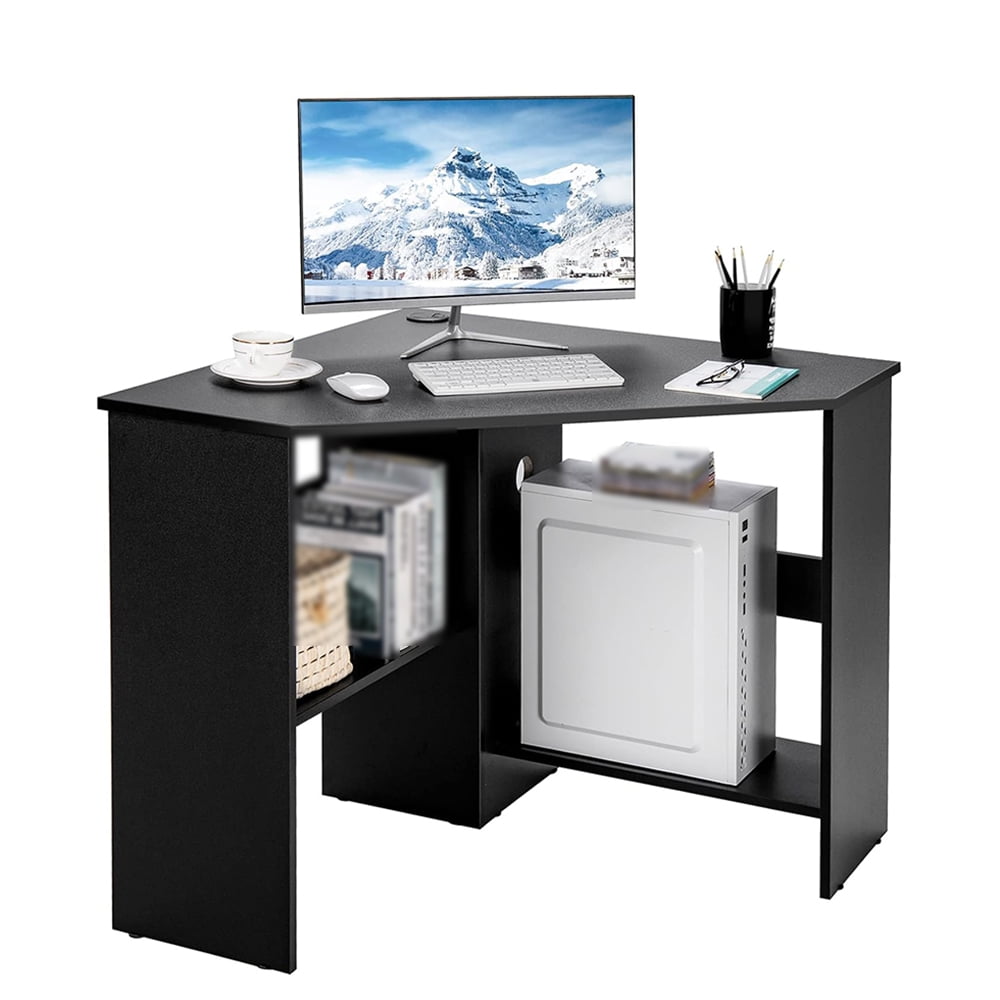 Compact Triangle Corner Desk, 90 Degree Computer Workstation with CPU ...