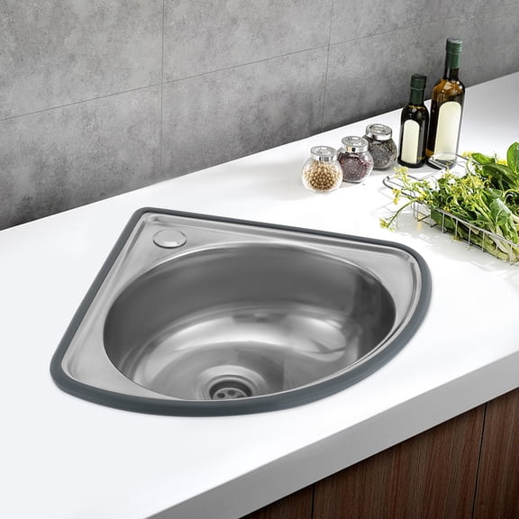Compact Triangular Stainless Steel Sink, Space-Saving Design for Small Spaces, Easy Installation, Durable and Low Noise, Ideal for Bathrooms and Small Homes