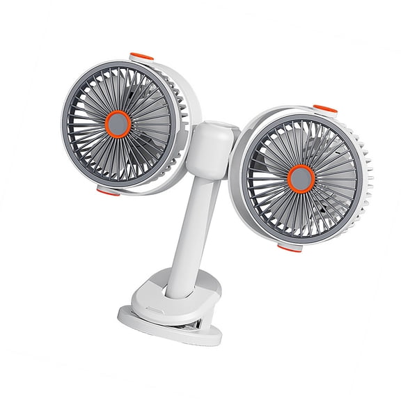 Compact Twin Head Circulating Fan With Strong Clamp Base Ideal For Small Areas Dormitory Work Space