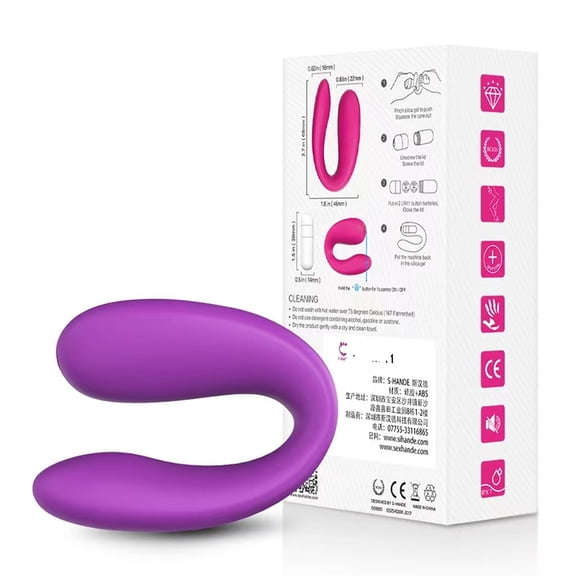 Compact U-Shaped Silicone Body Massager, Dual Point Vibrating Wand for Muscle Relief, Battery Operated, Discreet Design, Purple.