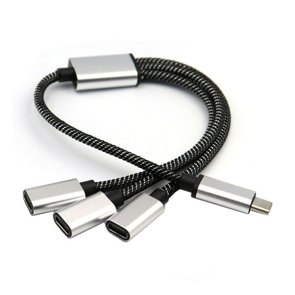 Compact USB C Male to 3 USB C Female Splitter Cable 480Mbps Data Speed Charging Cable for Type C Tablets,Laptops