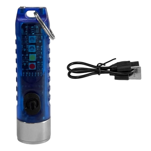 Compact USB-C Rechargeable LED Flashlight with RGB Side Light for Outdoor Emergencies and Everyday Carry Blue