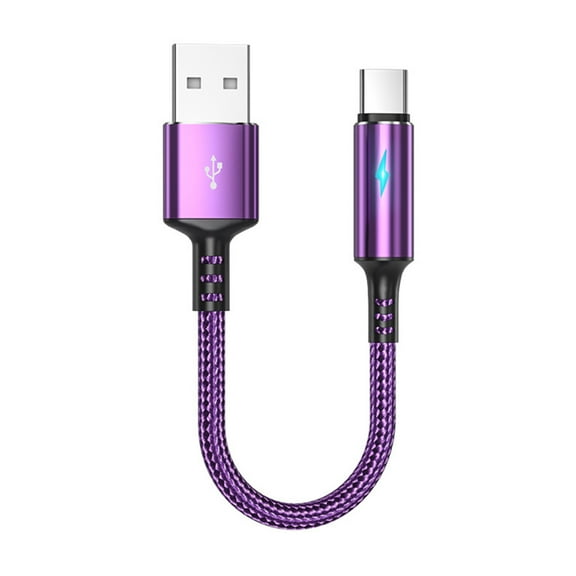 Compact USB C to USB A Charging&Data Cable 2.4A Cord Wire 25cm Short Cord,Nylon and Aluminum