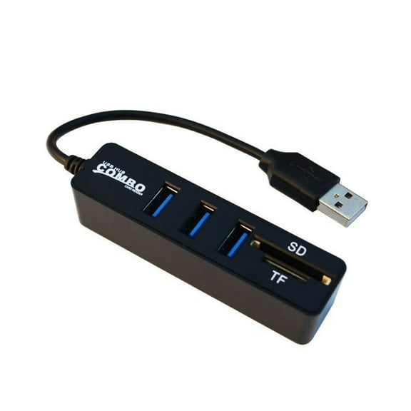 Compact USB HUB Port USB HUB | Innovative 7-in-1 Multi-Port | Dustproof 4K HDMI Output | PD 100W | 0 HUB With Line Hub Combo Card Reader TF/SD All-In-One Split Black
