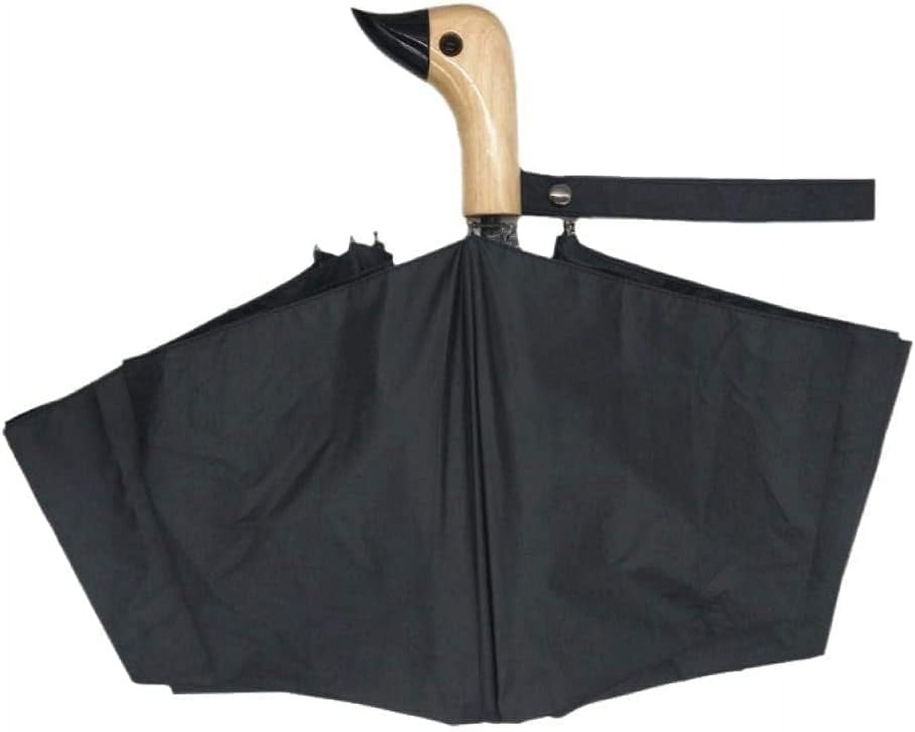 Compact Umbrella Travel Folding Portable Duck Head Handle Umbrella Folding Automatic rain Umbrella Cute Cartoon Vinyl Creative Umbrella (Color : Black 2)