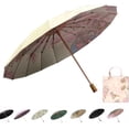 thumbnail image 1 of Compact Umbrellas For Rain And Sun UPF 50+ UV Protection Windproof waterproofing and Strong Men Womens Umbrella 16 Ribs Wooden Handle Travel Umbrella, 1 of 17
