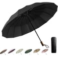 thumbnail image 1 of Compact Umbrellas For Rain And Sun UPF 50+ UV Protection Windproof waterproofing and Strong Men Womens Umbrella 16 Ribs Wooden Handle Travel Umbrella, 1 of 15