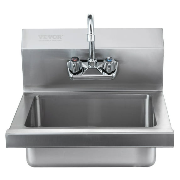 Compact Utility Sink for Garage or Home, NSF Stainless Steel Hand Wash Station with Faucet, Wall Mount Design