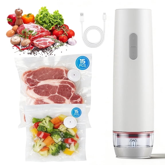Vacuum Sealer for Food,Compact Handheld Vacuum Sealer Machine with 30 Reusable Vacuum Sealer Bags,Powerful Portable Food Sealer for Kitchen, Home, BBQ, Travel