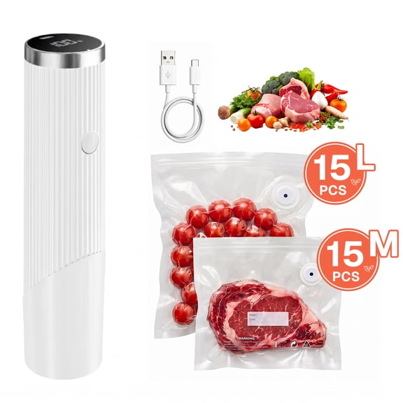 Behome Handheld Vacuum Sealer Machine, Cordless Low-Noise Vacuum Sealer for Food with 30 Reusable Vacuum Bags, Compact Food Sealer for Kitchen Storage & Meal Prep
