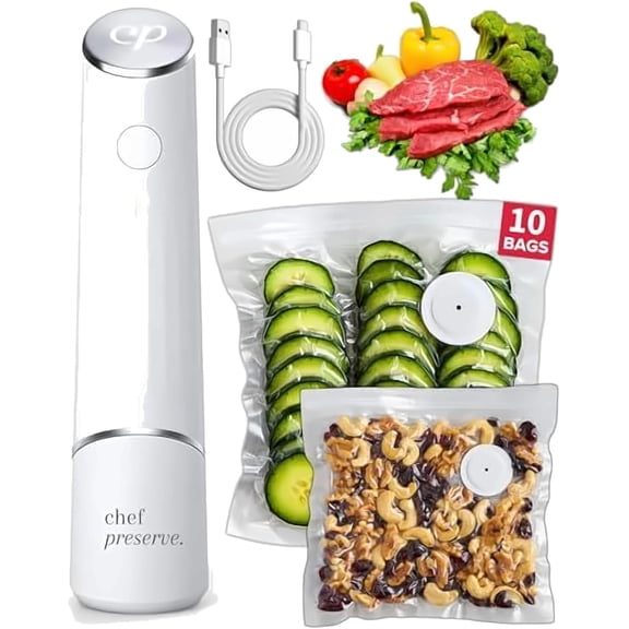 Compact Vacuum Sealer for Food (Vacuum Sealer Machine 30 Reusable Vacuum Bags) Powerful Handheld Vacuum Sealer Machine, Seal Meal Saver, Portable Food Sealer