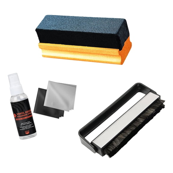 Compact Vinyls Record Care Kit With AntiStatic Velvet Brush Duster Gentle Cleaning Tools And Protective Solution