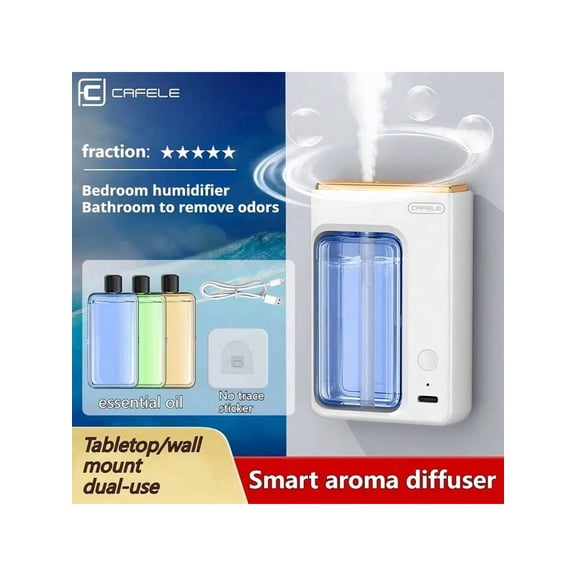 Compact Wall-Mounted/Upright Aroma Diffuser - Multi-Gear Adjustable Room Fragrance Spray (For Home/Office/Bathroom/Toilet)