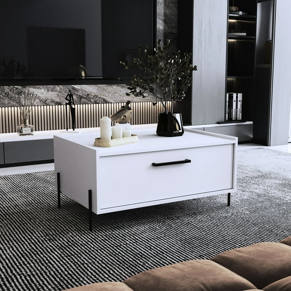 Compact White Coffee Table / Suitable for Small-Space Living